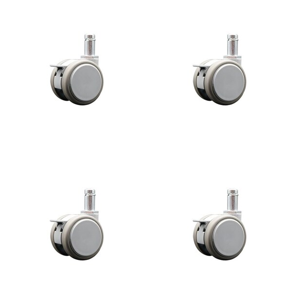 Service Caster 2 Inch MRI Safe Casters with Brakes, 7/16 Inch Grip Ring Stem, Set of 4, SCC, 4PK SCC-GR02S50-TPR-GRY-B-71678-MRI-4 - main